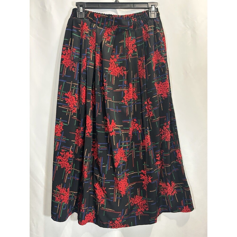 Tan Jay Floral Print Pleated Skirt Women's Size Small